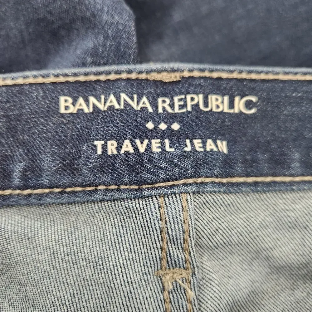 Banana Republic Blue Denim Athletic Fit Travel Dark Wash ‎ Jeans Men's 30x30